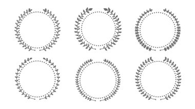 Nokta daireli el yapımı botanik çelenk. Düğün ve markalaşma için zarif vektör unsurları. Vektör illüstrasyonu