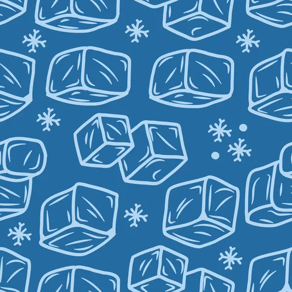 Mavi elin kusursuz deseni buz küpleri ve kar taneleri soğuk içecek promosyonları, kış partisi geçmişleri ve ferahlatıcı içecek paketleri için mükemmel..