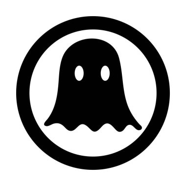 Hayalet Simgesi Cadılar Bayramı Çemberdeki Basit Siyah Siluet. Vektör İllüstrasyonu