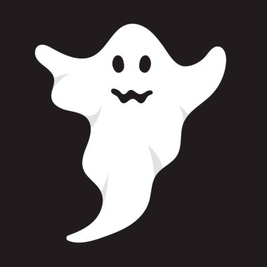 Cadılar Bayramı Karakteri Şirin Hayalet Çizgi Filmi Maskot Çizimi. Vektör İllüstrasyonu