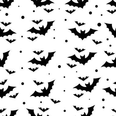 Kusursuz Yarasa Silüeti Beyaz Arkaplan Cadılar Bayramı Teması 'nda izole edildi. Vektör İllüstrasyonu