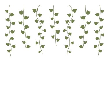 Botanik Asma Vine Sınırı. Basit Yeşil Sarmaşık Yaprakları Üst Çerçeve Vektör Resimlerini Düşürdü.