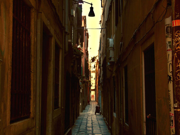 Mysterious narrow street in Venice, Italy