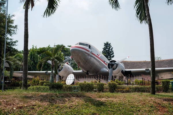 SJakarta, Indonesia - October 2 2023: Decommissioned Airplane on Green Field