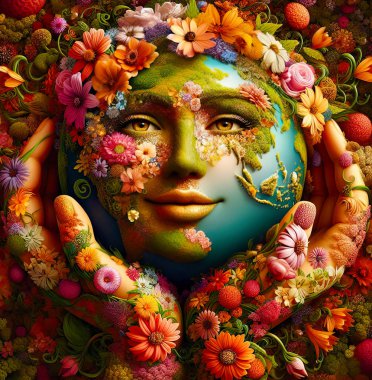 Conceptual image of a woman representing Mother Nature clipart