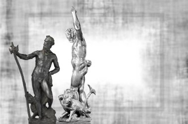 Antik Roma 'nın otantik heykellerinin tasviri. Plüton kralının. Metallerin ve değerli taşların yeraltı dünyasının. 