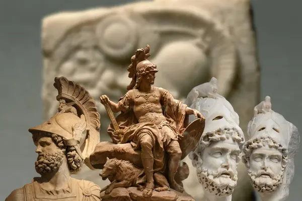 Depiction of authentic statues of ancient Rome of Mars the God of War