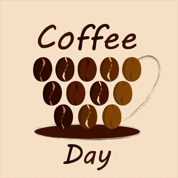 Kahve günü. Sosyal medya için uluslararası kahve günü grafikleri. Kahve fincanı. Kahve çekirdeği..