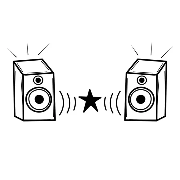 Beyaz arkaplanda Doodle hoparlörleri çizimi.