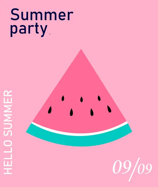 Merhaba Summer. Karpuz dilimi. Soyut vektör arkaplan modeli. Posterler, kapak resimleri, afişler, afişler için mükemmel bir arka plan..