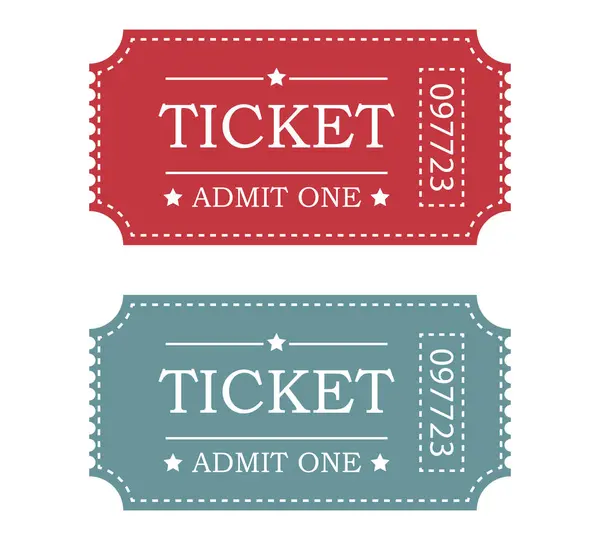 Retro bilet tasarımı şablonu beyaz arkaplanda izole edildi. Birini kabul et. Sinema, sinema, sirk, karnaval, film, festival biletleri. Vektör illüstrasyonu.