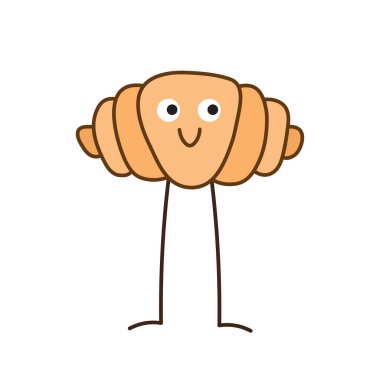 Kawaii tarzında vektör kruvasan karakteri.