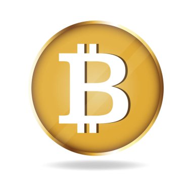 Bitcoin altın para. Beyaz arkaplanda izole edilmiş bitcoin kripto para sembolü.