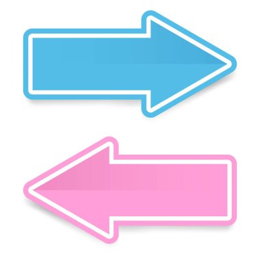 Beyaz arkaplanda izole edilmiş vektör okları kümesi. Doğrudan mavi ve pembe ok şeklinde. Ticari bilgi sunum diyagramı.