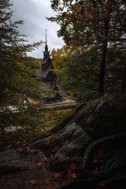 Fantoft Stave Church - Bergen, Norway. clipart