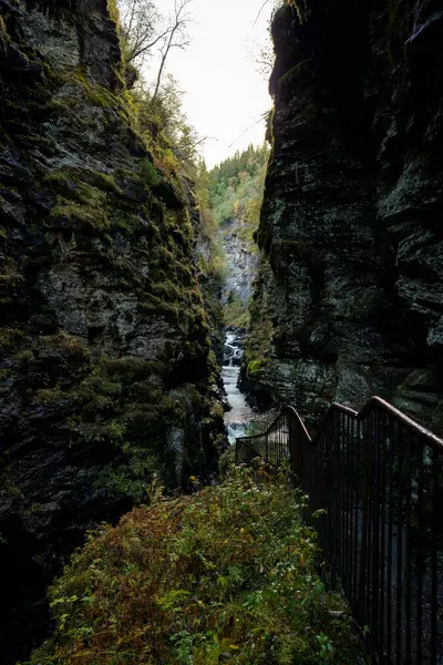 Voss Bordalsgjelet Gorge, Hordaland, Norveç. Şehir merkezine yürüme mesafesinde doğal cazibe.