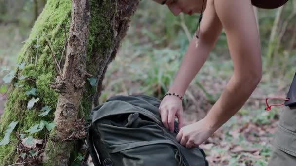 Young Explorer Girl Retrieving First Aid Kit — Stock Video