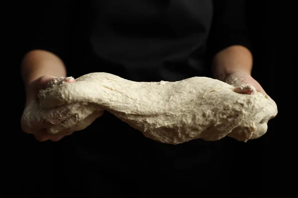 Yeast Dough Growth Process Bread Sourdough Hands — Stock Photo, Image