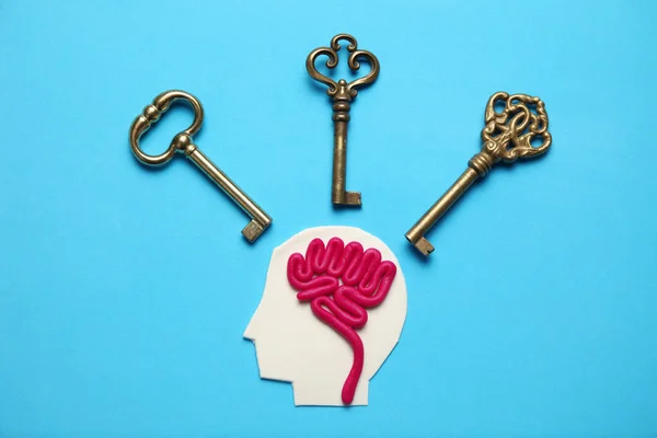 Σχήμα Ανθρώπου Και Τρία Κλειδιά Επιχειρηματικά Προβλήματα Και Λύση — Φωτογραφία Αρχείου