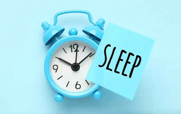 Mavi Çalar Saat Kağıt Hatırlatıcı Uyku — Stok fotoğraf