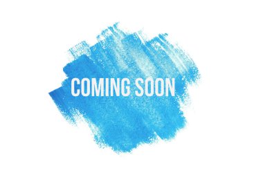 Yakında mavi boyalı arka planda, beyaza izole edilmiş. Reklam pankartı konsepti.