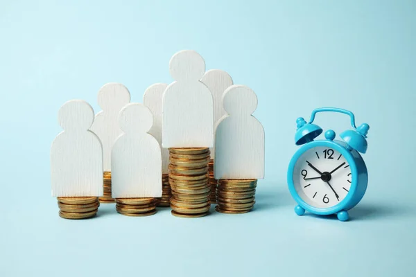 Finance Investment Time Money Alarm Clock Golden Money Coins Pension — Φωτογραφία Αρχείου