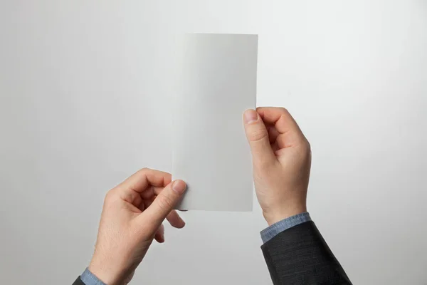 Trojnásobná Papírová Brožura Rukou Fold Design Blank Pro Marketing Nebo — Stock fotografie