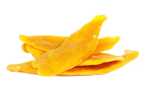 Getrocknete Mango Auf Weißem Hintergrund Orangefarbene Trockene Exotische Früchte — Stockfoto