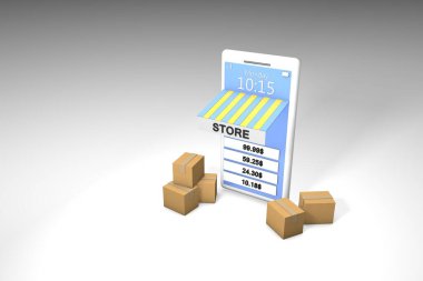 İnternetten mal alıyorum. Akıllı telefon için çevrimiçi mağaza uygulaması. 3d hazırlayıcı.