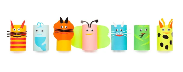 stock image Paper animals from multi-colored paper. Children's creativity in kindergarten.