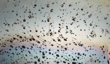 Renkli gökkuşağı sabun köpüğü, psikedelik arka plan. Soyut sıvı renkler ve doku.