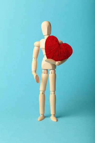 Figur Von Menschen Mit Rotem Herzen Blutspender Medizinische Spende Und — Stockfoto