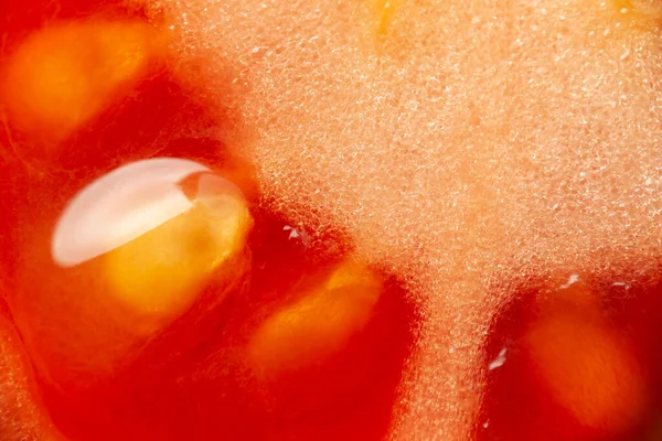 Red Fresh Tomato Background Super Macro Texture Ripe Organic Vegetable — Stock Photo, Image