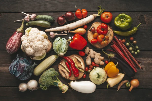 Uma Variedade Vegetais Orgânicos Colheita Alimentos Locais — Fotografia de Stock