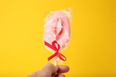 Sweet candy in form of female vagina. Orgasm, prelude and pleasure.