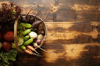 Taze organik çiğ sebze. Doğal tarım çiftliği, sağlıklı hasat..