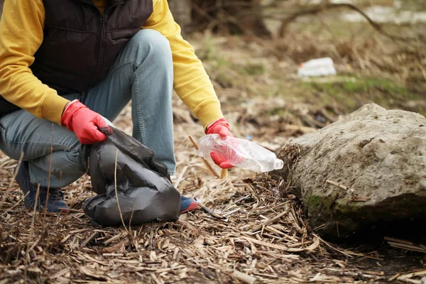 Gönüllü kaldırma yeri. Doğada bahar temizliği, çöpler ve çöpler..