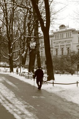 Cracow - yaşlı adam eski kasabada