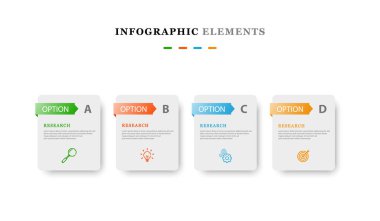 Diyagramlar, sunumlar, iş akışı düzenleri, pankartlar, akış çizelgeleri, bilgi grafikleri için 4 adım.