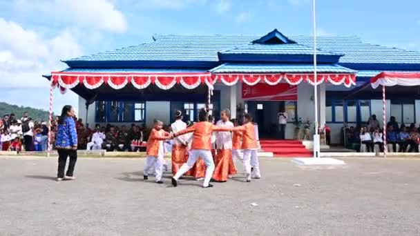 Indonesia Agosto 2023 Katreji Dance Una Danza Tradicional Provincia Maluku — Vídeo de stock