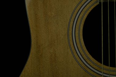 Siyah arkaplanda akustik gitar