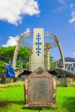 Ambon, Endonezya - 20 Haziran 2024: Dünya barışı gongu, Ambon, Maluku, Endonezya