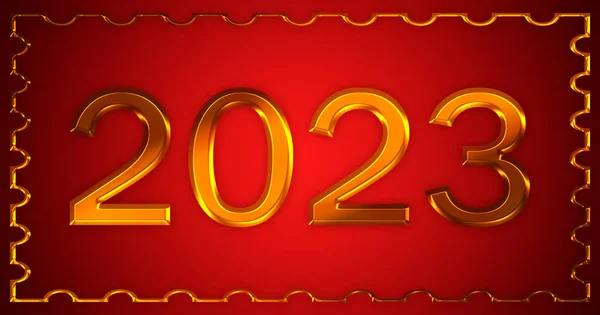 Year 2023 Golden Red Background — Stock Photo, Image