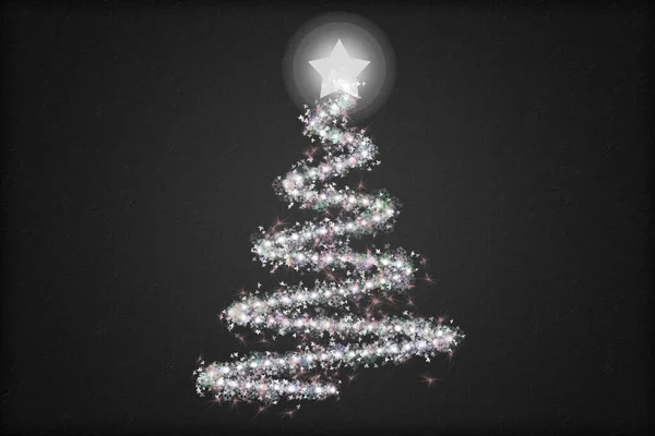 Zwarte Kerst Achtergrond Met Verlichte Kerstboom — Stockfoto