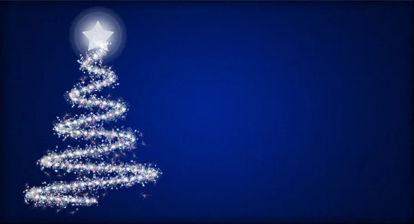 Sfondo Blu Natale Con Albero Natale Illuminato — Foto Stock