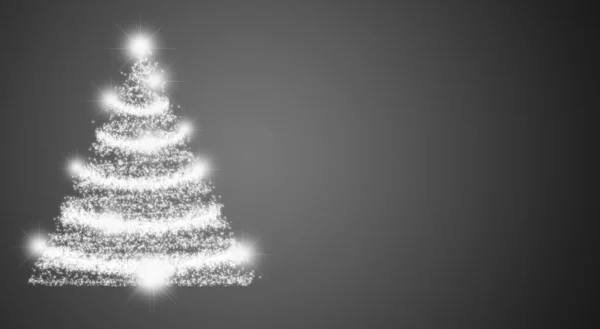 Gray Christmas Background Illuminated Christmas Tree — Stock Photo, Image