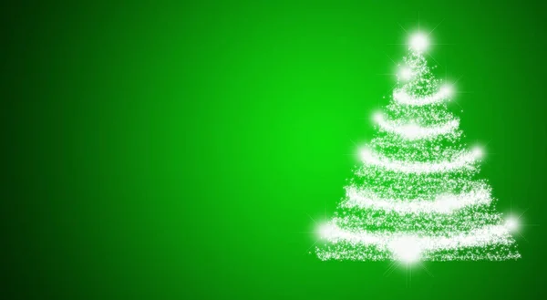 Green Christmas Background Illuminated Christmas Tree — Stock Photo, Image