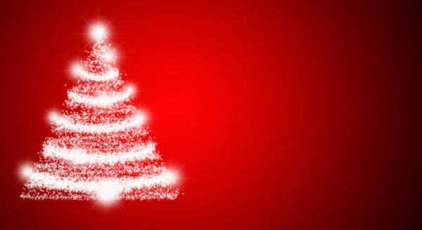 Κόκκινο Φόντο Χριστούγεννα Φωτισμένο Χριστουγεννιάτικο Δέντρο — Φωτογραφία Αρχείου