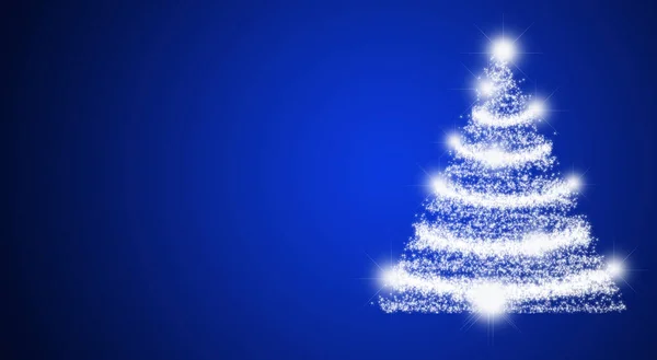 Blaue Weihnachten Hintergrund Mit Beleuchtetem Weihnachtsbaum — Stockfoto