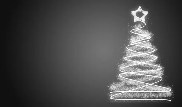 Grigio Sfondo Natale Con Albero Natale Illuminato — Foto Stock